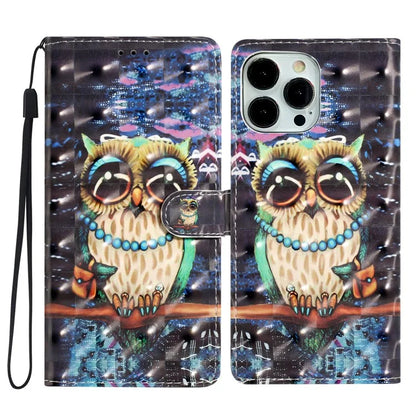For iPhone 15 Pro Max Wallet Phone Case 3D Pattern PU Leather Magnetic Protective Cover