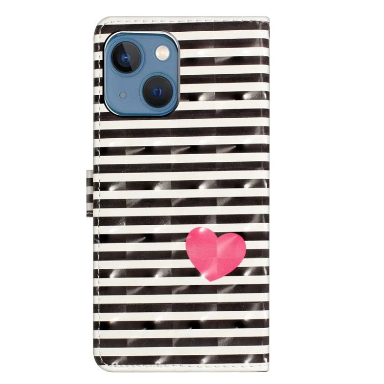 For iPhone 15 Plus Phone Case 3D Pattern PU Leather Folio Stand Wallet Cover