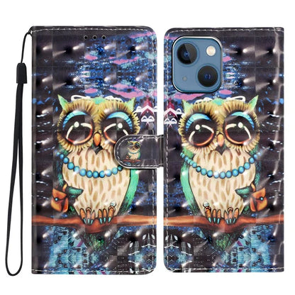 For iPhone 15 Plus Phone Case 3D Pattern PU Leather Folio Stand Wallet Cover