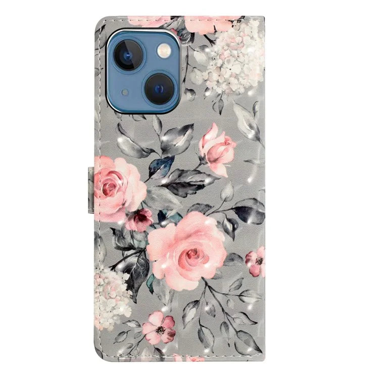 For iPhone 15 Plus Phone Case 3D Pattern PU Leather Folio Stand Wallet Cover
