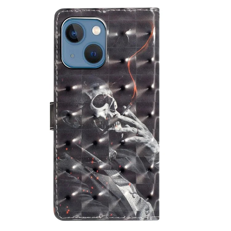 For iPhone 15 Plus Phone Case 3D Pattern PU Leather Folio Stand Wallet Cover