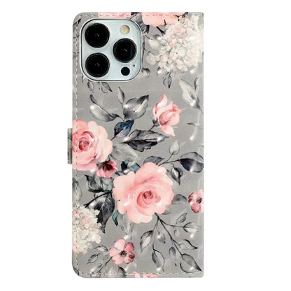 For iPhone 15 Pro Stand Cover 3D Pattern Printing PU Leather Phone Case