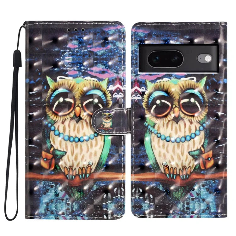 For Google Pixel 7 5G Case 3D Pattern PU Leather Wallet Phone Cover