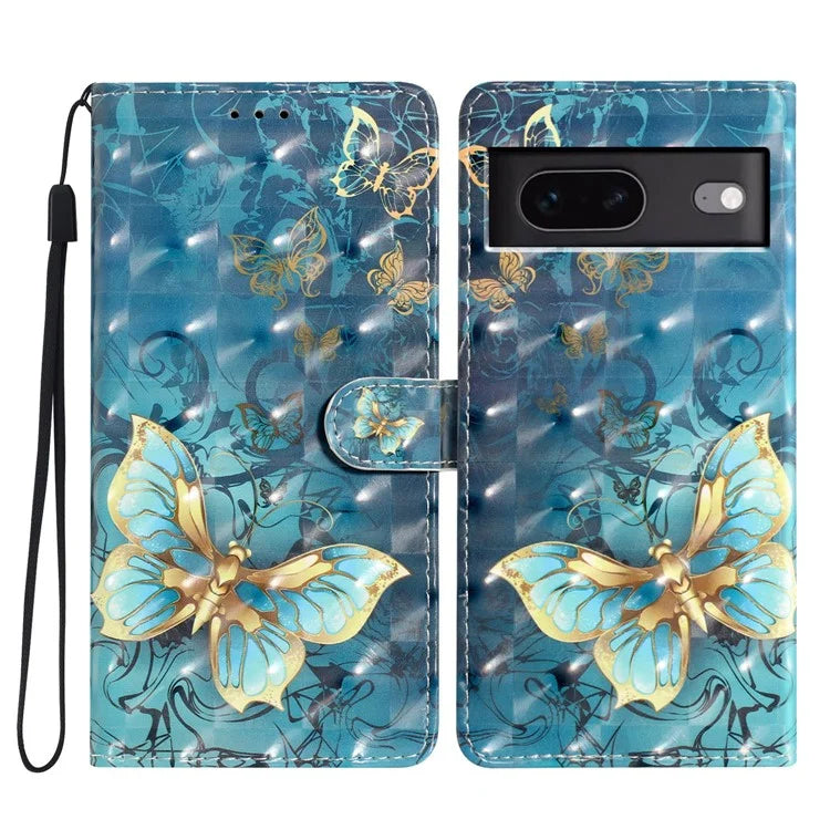 For Google Pixel 7 5G Case 3D Pattern PU Leather Wallet Phone Cover