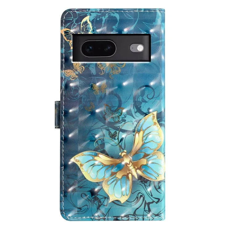 For Google Pixel 7 5G Case 3D Pattern PU Leather Wallet Phone Cover