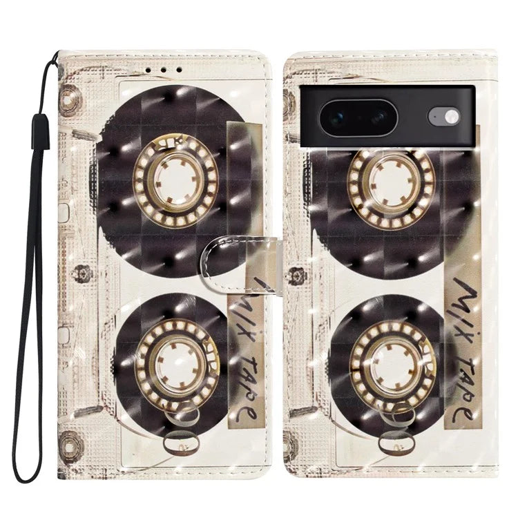 For Google Pixel 7 5G Case 3D Pattern PU Leather Wallet Phone Cover
