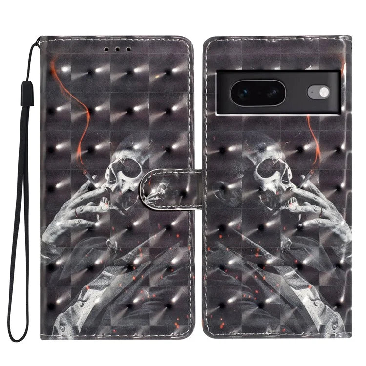For Google Pixel 7 5G Case 3D Pattern PU Leather Wallet Phone Cover