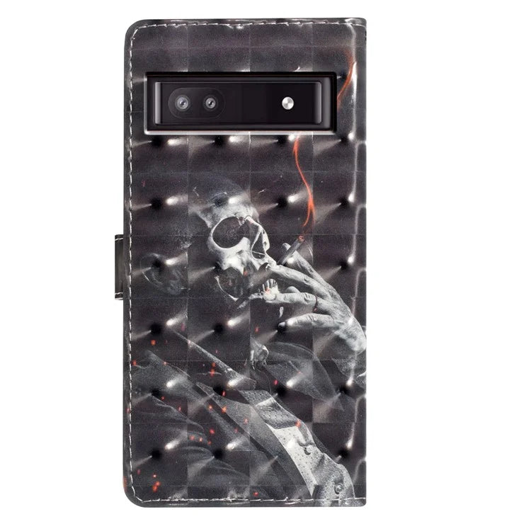 For Google Pixel 7a Case 3D Pattern Design PU Leather Flip Phone Cover