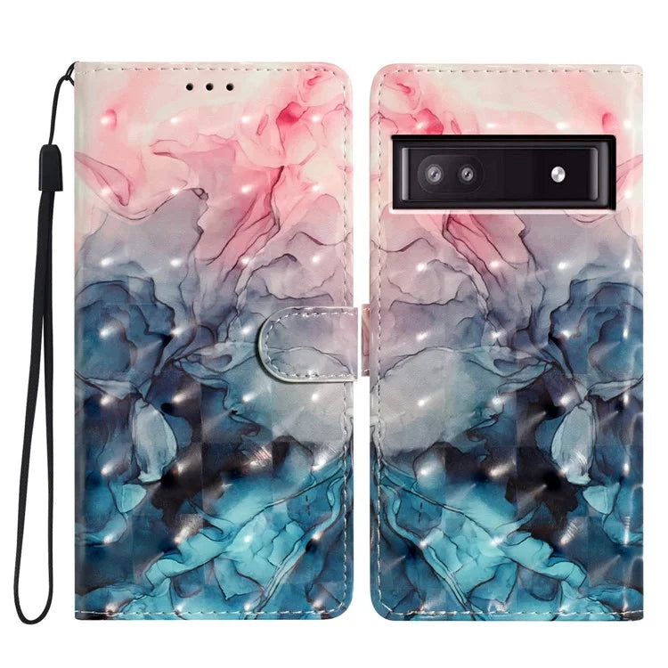 For Google Pixel 7a Case 3D Pattern Design PU Leather Flip Phone Cover