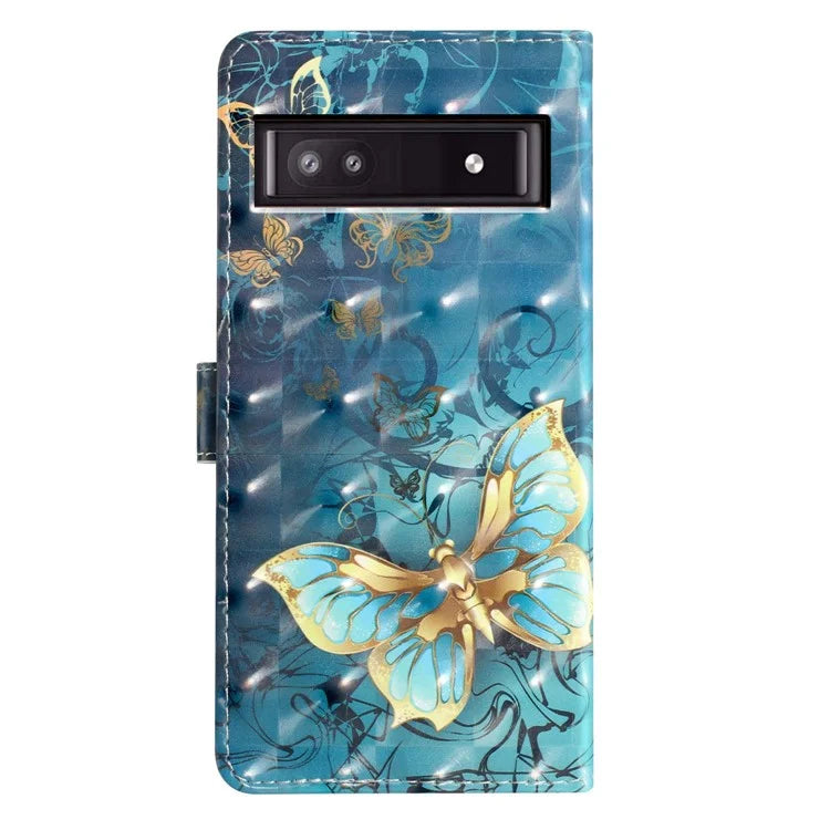 For Google Pixel 7a Case 3D Pattern Design PU Leather Flip Phone Cover
