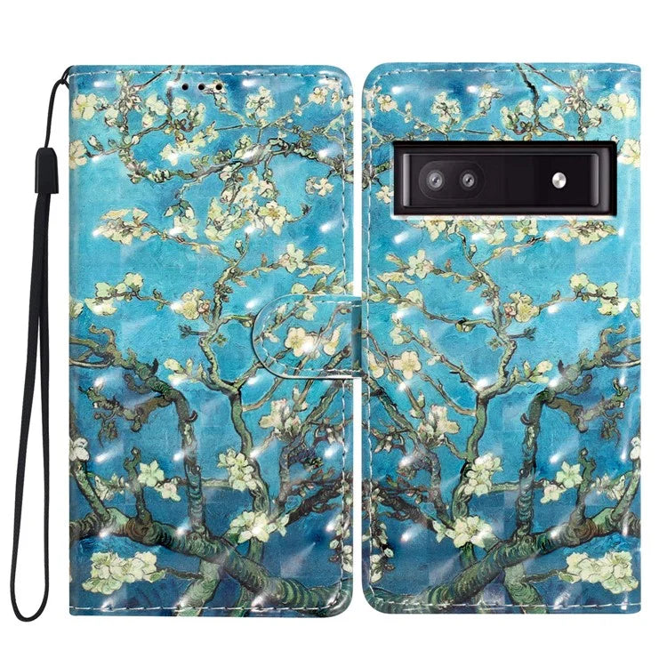 For Google Pixel 7a Case 3D Pattern Design PU Leather Flip Phone Cover