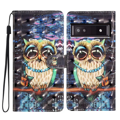For Google Pixel 7a Case 3D Pattern Design PU Leather Flip Phone Cover