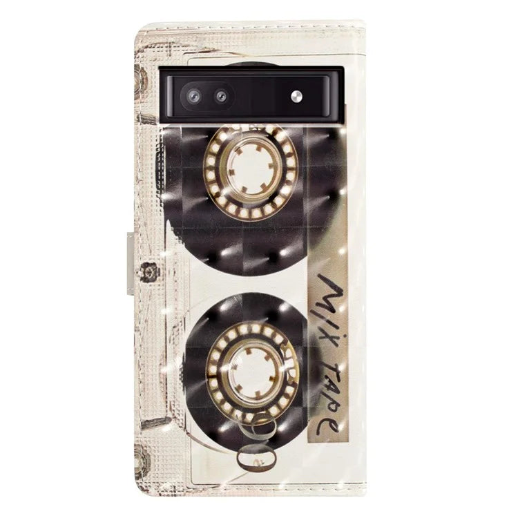 For Google Pixel 7a Case 3D Pattern Design PU Leather Flip Phone Cover