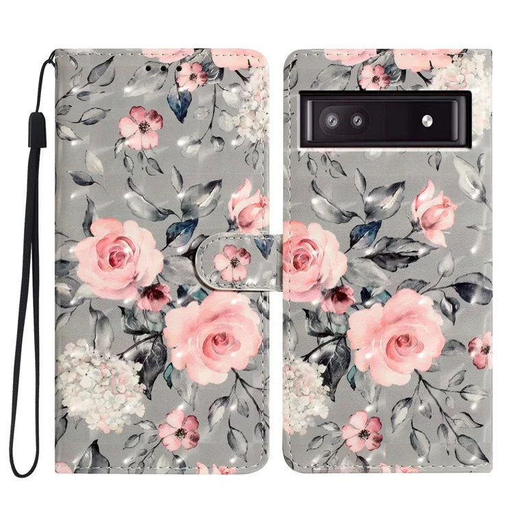 For Google Pixel 7a Case 3D Pattern Design PU Leather Flip Phone Cover