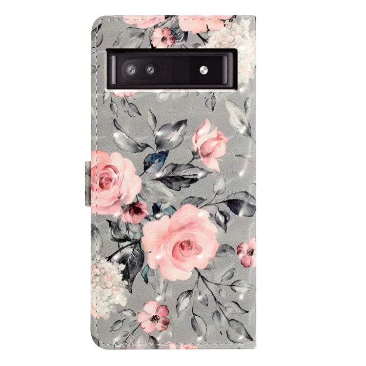 For Google Pixel 7a Case 3D Pattern Design PU Leather Flip Phone Cover