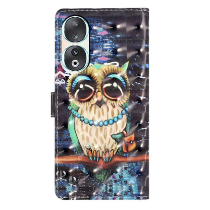 For Honor 90 Case Shockproof Flip Wallet PU Leather 3D Pattern Phone Cover