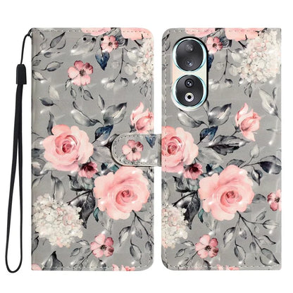 For Honor 90 Case Shockproof Flip Wallet PU Leather 3D Pattern Phone Cover
