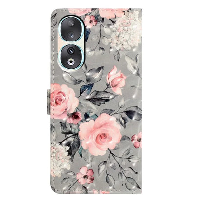 For Honor 90 Case Shockproof Flip Wallet PU Leather 3D Pattern Phone Cover
