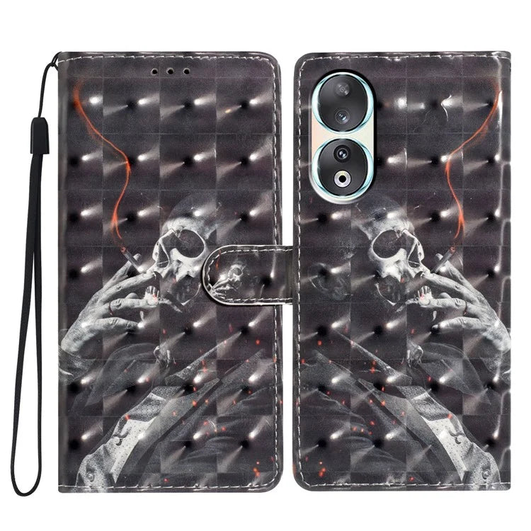 For Honor 90 Case Shockproof Flip Wallet PU Leather 3D Pattern Phone Cover