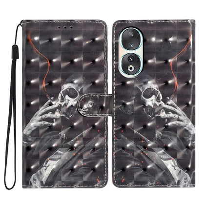 For Honor 90 Case Shockproof Flip Wallet PU Leather 3D Pattern Phone Cover
