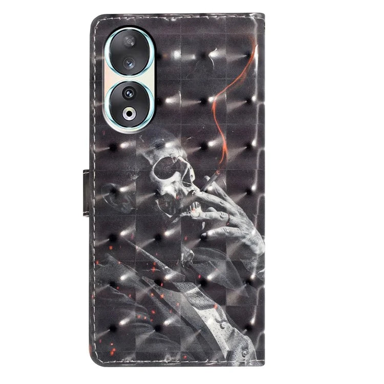 For Honor 90 Case Shockproof Flip Wallet PU Leather 3D Pattern Phone Cover