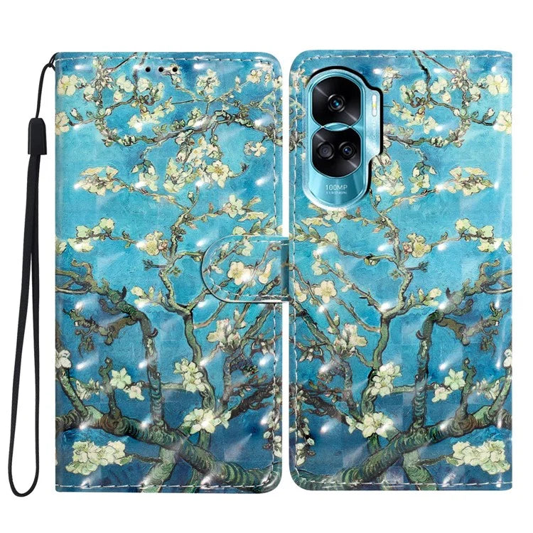 For Honor 90 Lite 5G / X50i 5G Case 3D Pattern Folding Stand PU Leather Phone Cover