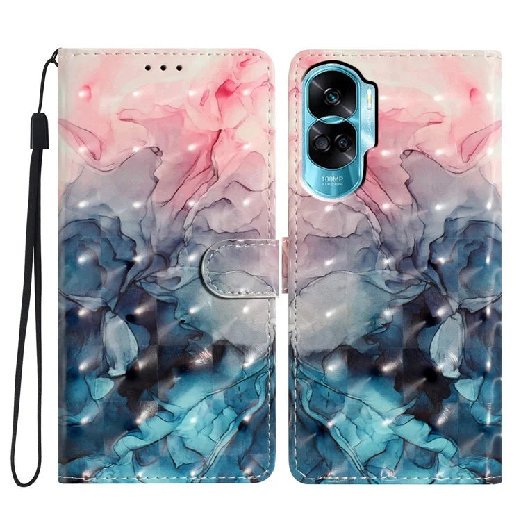 For Honor 90 Lite 5G / X50i 5G Case 3D Pattern Folding Stand PU Leather Phone Cover