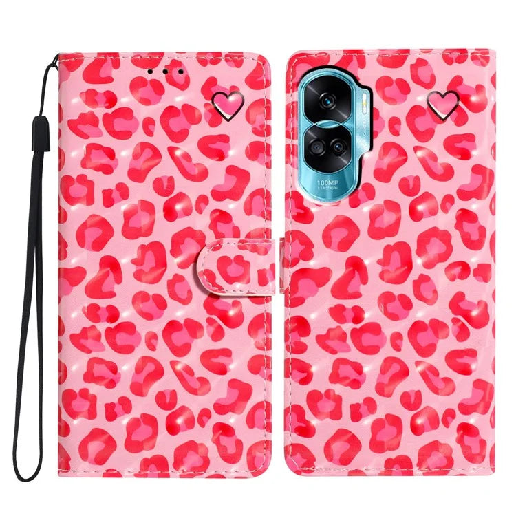 For Honor 90 Lite 5G / X50i 5G Case 3D Pattern Folding Stand PU Leather Phone Cover
