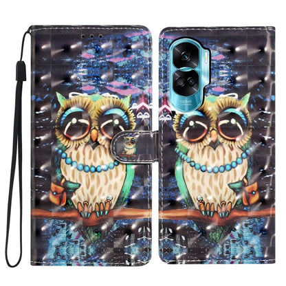 For Honor 90 Lite 5G / X50i 5G Case 3D Pattern Folding Stand PU Leather Phone Cover