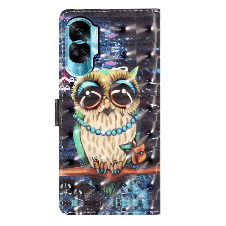 For Honor 90 Lite 5G / X50i 5G Case 3D Pattern Folding Stand PU Leather Phone Cover