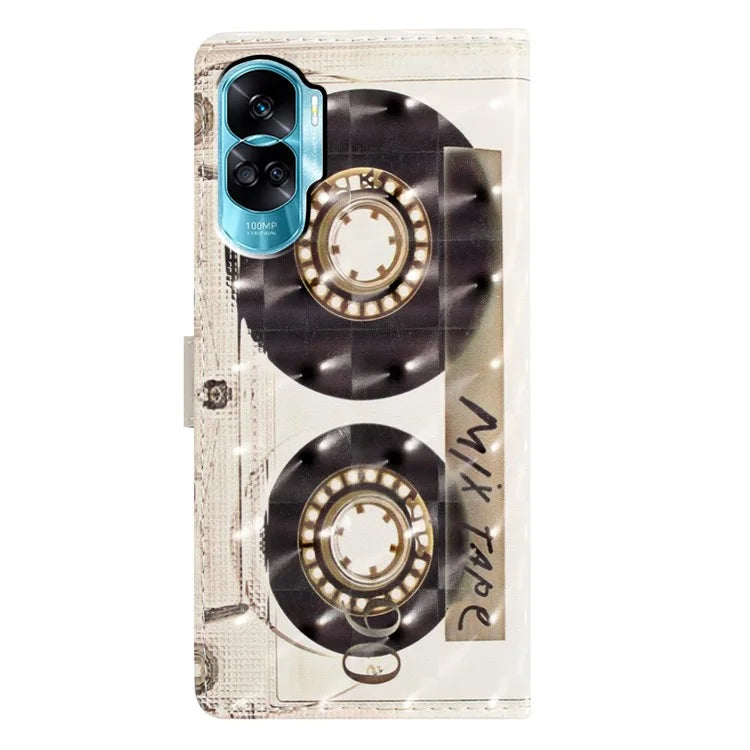 For Honor 90 Lite 5G / X50i 5G Case 3D Pattern Folding Stand PU Leather Phone Cover