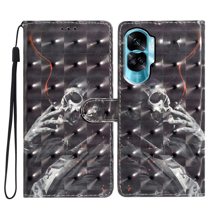 For Honor 90 Lite 5G / X50i 5G Case 3D Pattern Folding Stand PU Leather Phone Cover