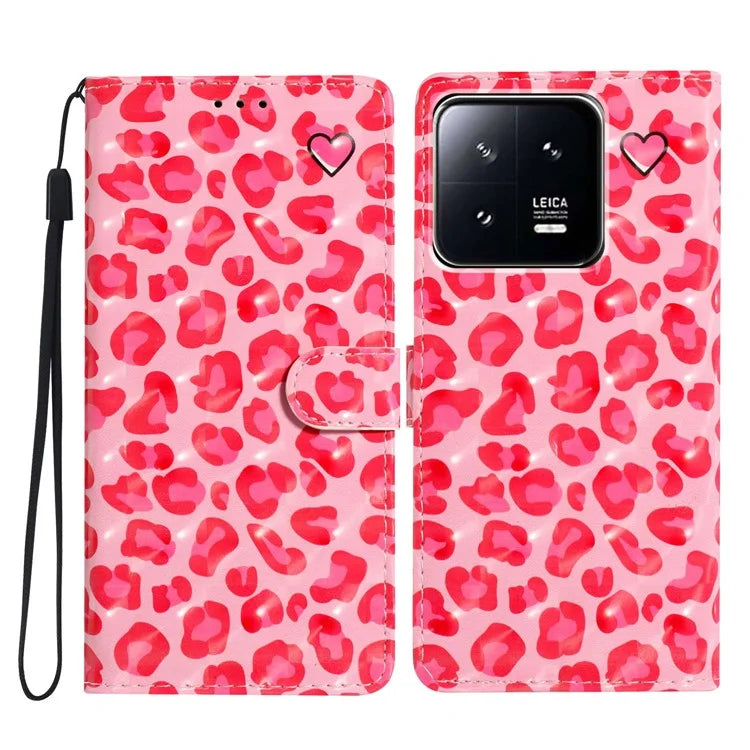 For Xiaomi 13 Pro 5G Case PU Leather 3D Pattern Wallet Magnetic Phone Cover