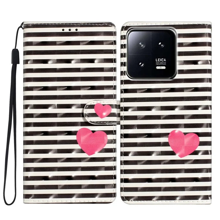 For Xiaomi 13 Pro 5G Case PU Leather 3D Pattern Wallet Magnetic Phone Cover