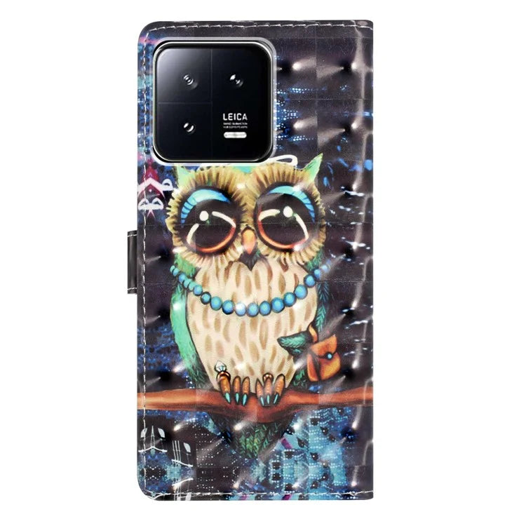 For Xiaomi 13 Pro 5G Case PU Leather 3D Pattern Wallet Magnetic Phone Cover
