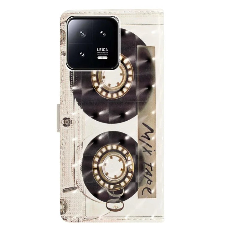 For Xiaomi 13 Pro 5G Case PU Leather 3D Pattern Wallet Magnetic Phone Cover