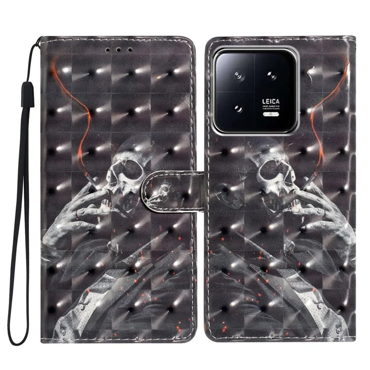 For Xiaomi 13 Pro 5G Case PU Leather 3D Pattern Wallet Magnetic Phone Cover