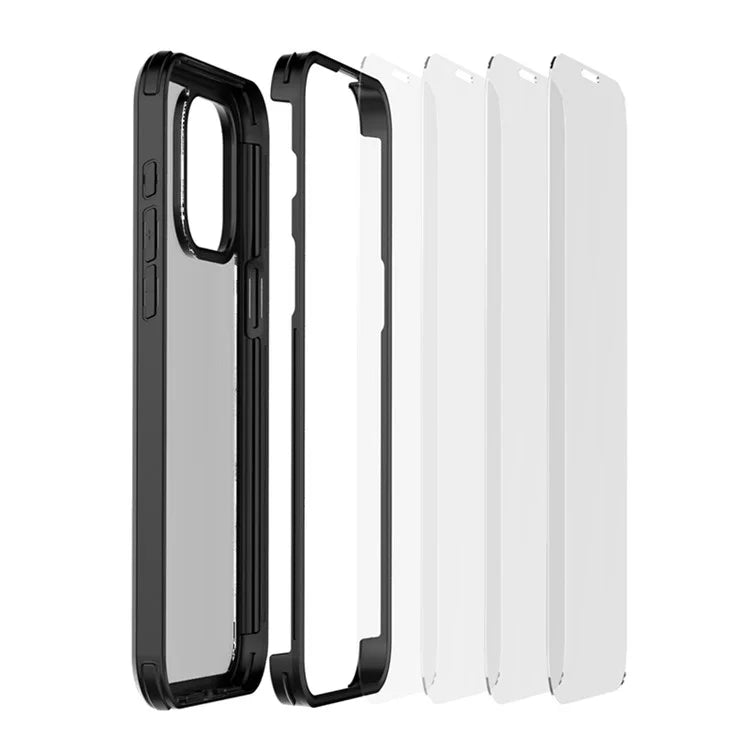 For iPhone 15 Plus Double-Sided Case Tempered Glass + Silicone Frame Phone Cover