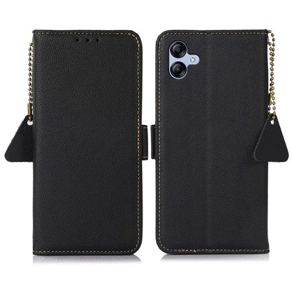 TJ For Samsung Galaxy A05 4G Case Genuine Cow Leather RFID Blocking Cover
