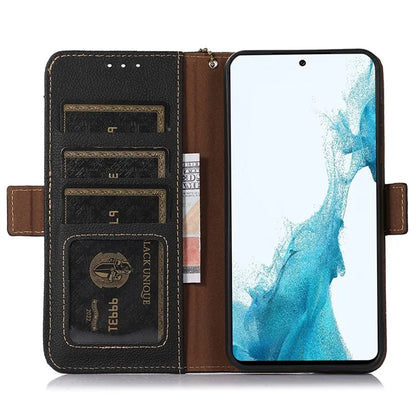 TJ For Samsung Galaxy A05 4G Case Genuine Cow Leather RFID Blocking Cover