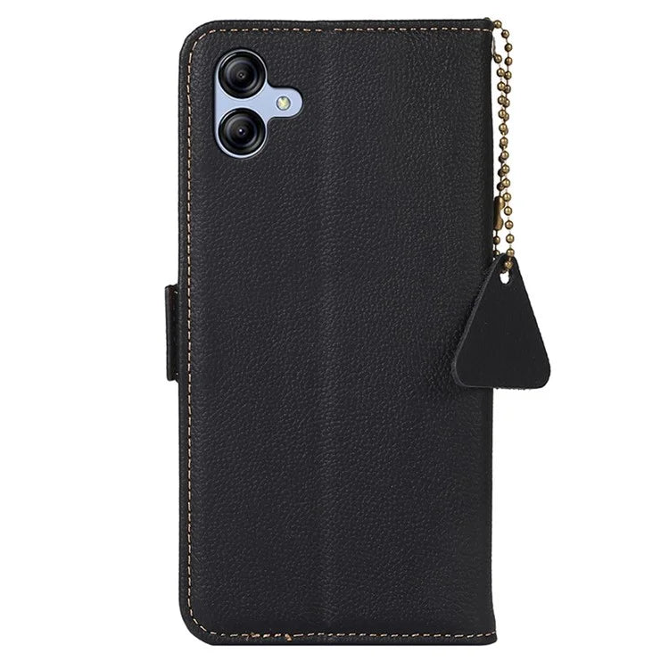 TJ For Samsung Galaxy A05 4G Case Genuine Cow Leather RFID Blocking Cover