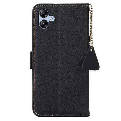 TJ For Samsung Galaxy A05 4G Case Genuine Cow Leather RFID Blocking Cover