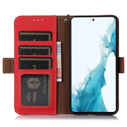 TJ For Samsung Galaxy A05 4G Case Genuine Cow Leather RFID Blocking Cover