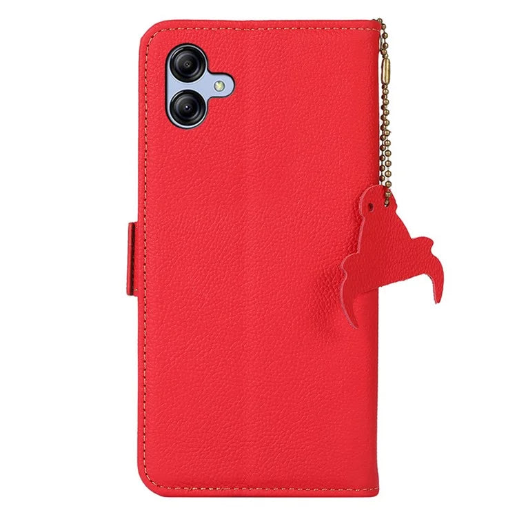TJ For Samsung Galaxy A05 4G Case Genuine Cow Leather RFID Blocking Cover