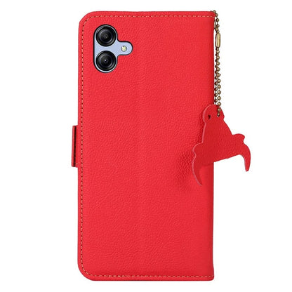 TJ For Samsung Galaxy A05 4G Case Genuine Cow Leather RFID Blocking Cover