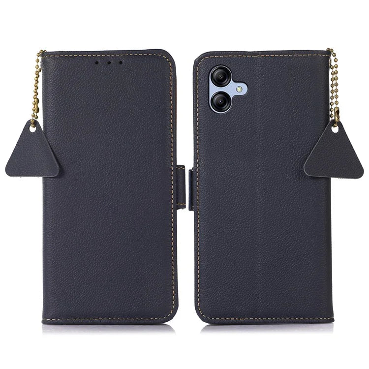 TJ For Samsung Galaxy A05 4G Case Genuine Cow Leather RFID Blocking Cover