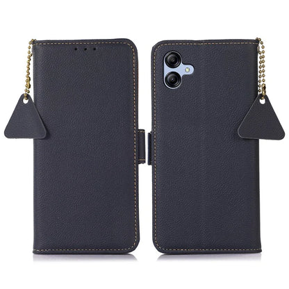 TJ For Samsung Galaxy A05 4G Case Genuine Cow Leather RFID Blocking Cover