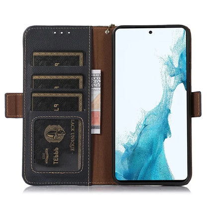 TJ For Samsung Galaxy A05 4G Case Genuine Cow Leather RFID Blocking Cover
