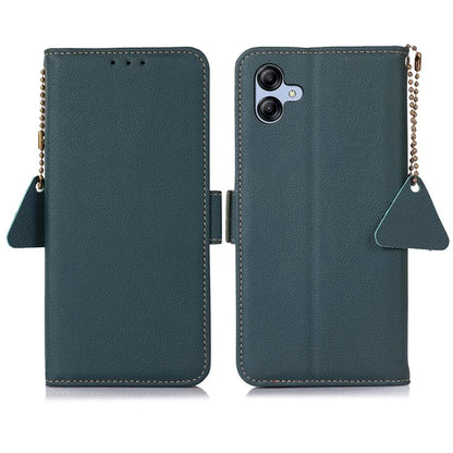 TJ For Samsung Galaxy A05 4G Case Genuine Cow Leather RFID Blocking Cover