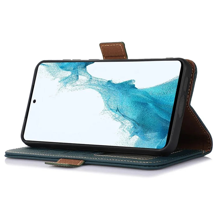 TJ For Samsung Galaxy A05 4G Case Genuine Cow Leather RFID Blocking Cover